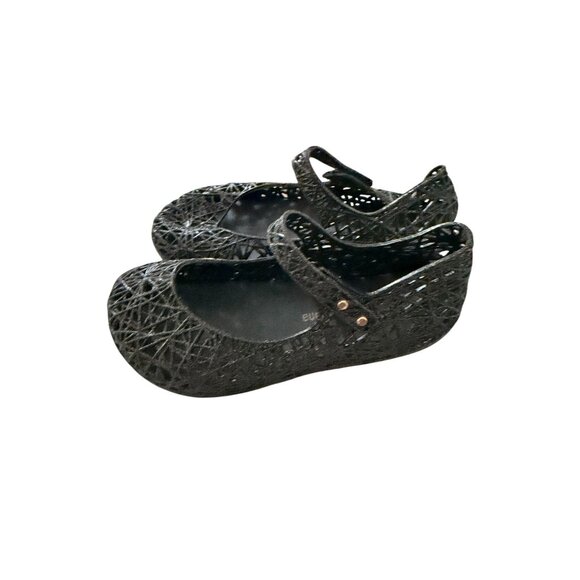 MINI MELISSA x Campana Girls Black Mary Janes Flats Size 10 - Picture 3 of 8